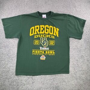 VTG Y2K Oregon Ducks 2002 Tostitos Fiesta Bowl TShirt Mens XL Green Joy Athletic